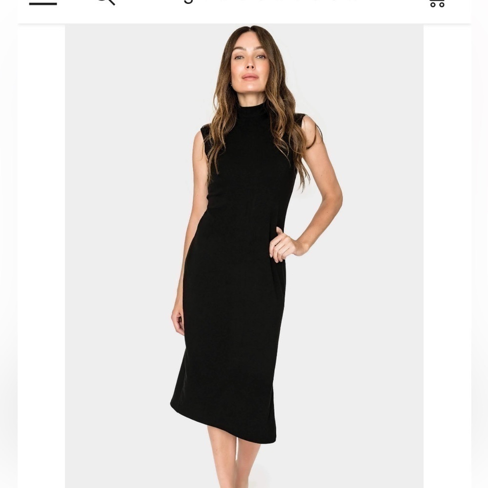 Gibson Look Essential Mock Neck Soft Knit Midi Dress Side Slit Size Medium NWT
